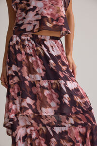 Jenna Ruffle Floral Midi Skirt Detail 3 - Altar'd State