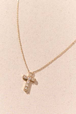 18K Gold Dipped Crystal Glitz Cross Necklace - Altar'd State