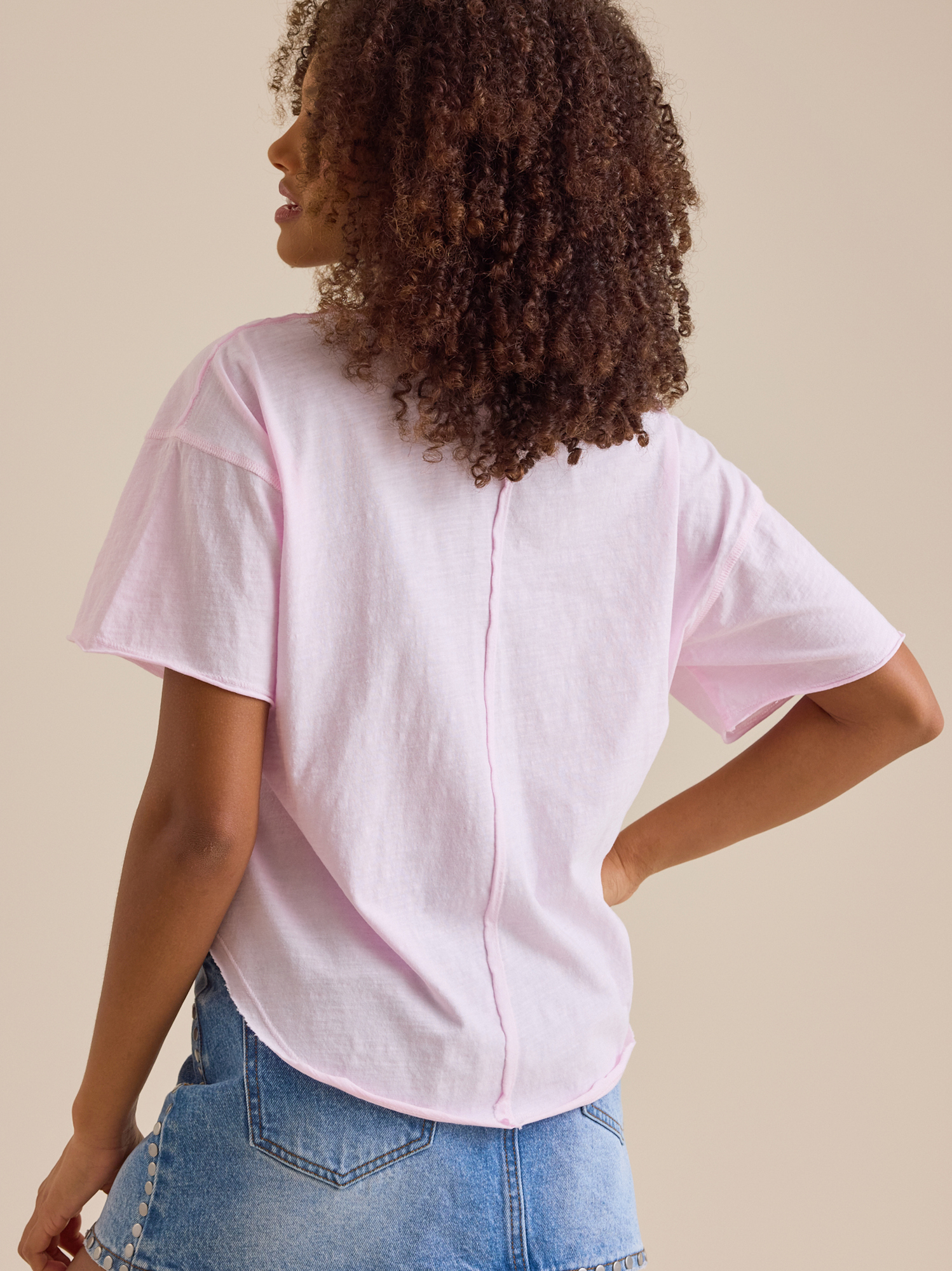 Hannah Slub Voop Tee in Pink | Altar'd State