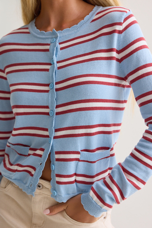 Mia Stripe Scalloped Cardigan - Altar'd State - 
