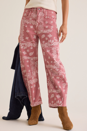 Kerstin High Rise Bandana Barrel Pants - Altar'd State