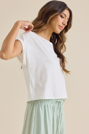 Demi Slub Roll Sleeve Tee - Altar'd State - 