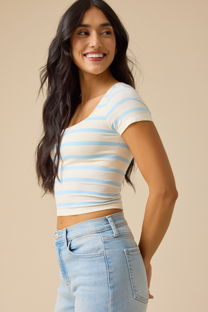 Natalie Seamless Striped Top - Altar'd State - 