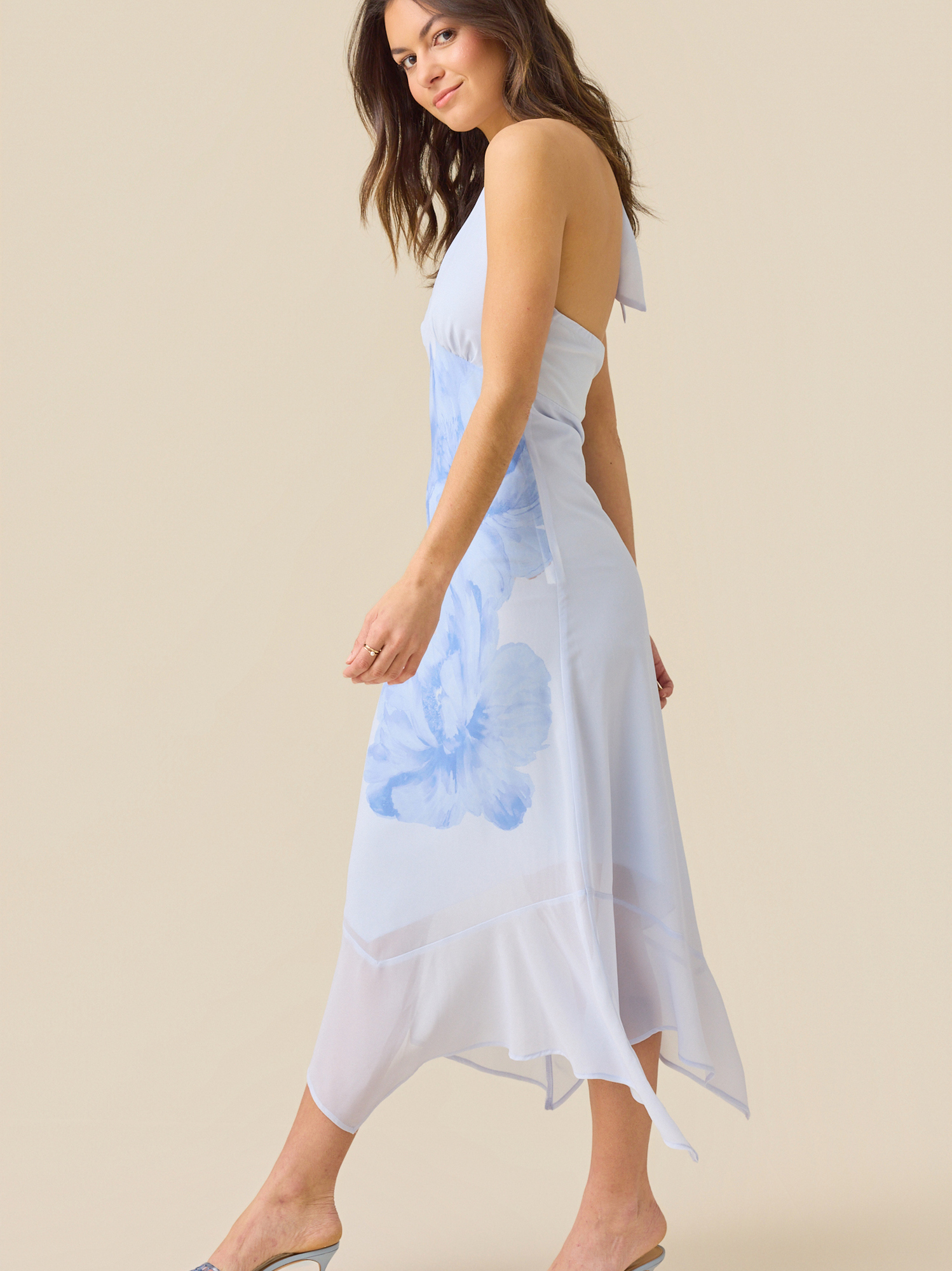 knee length dresses for ladies Serenidy Floral Ruffle Tiered High-Low Midi Dress