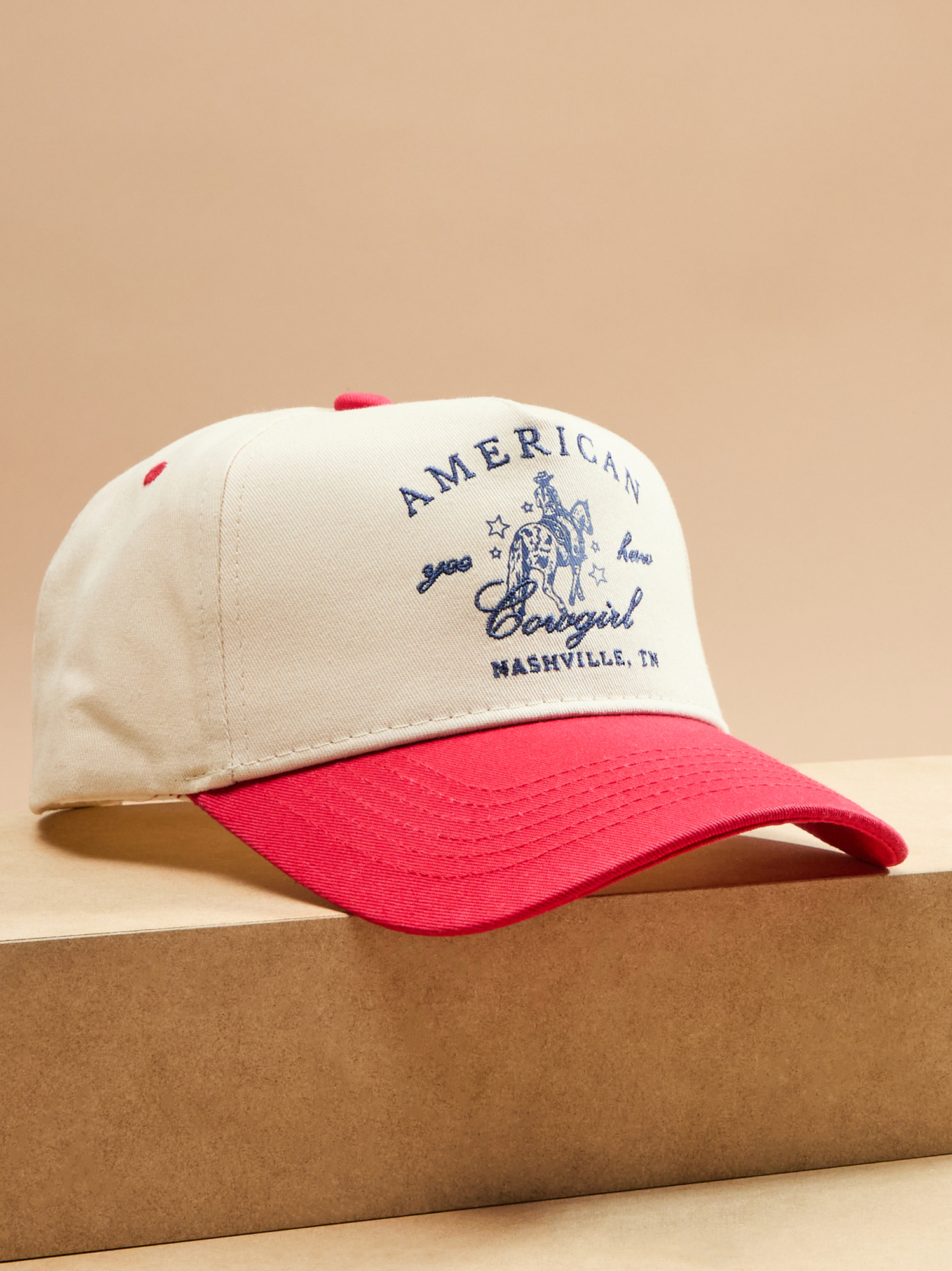 American Cowgirl Trucker Hat in Ivory & Red | Altar