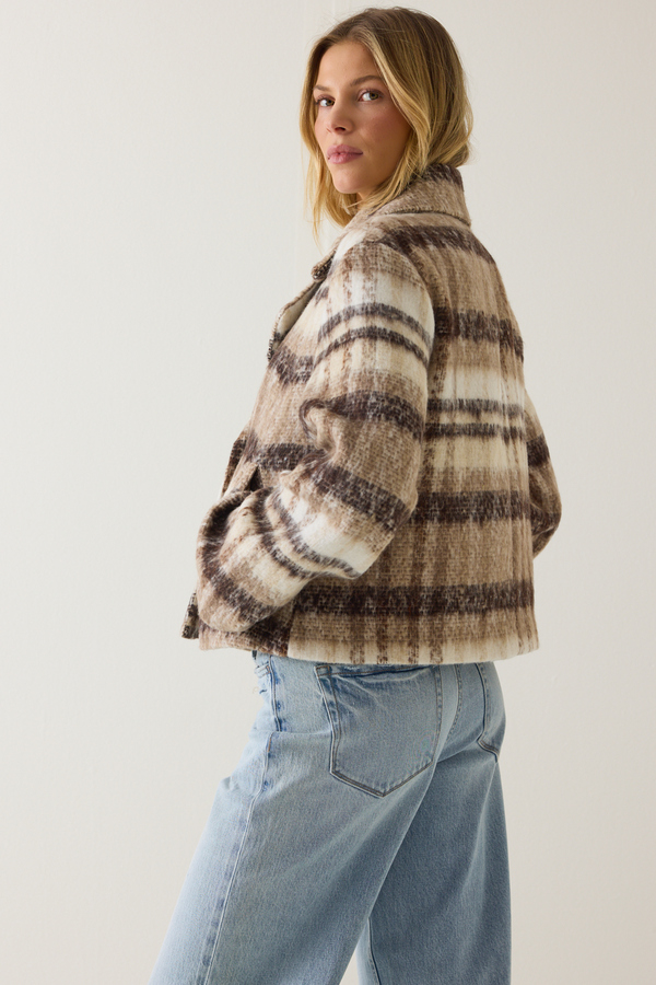 Ireland Plaid Short Coat Detail 6 - Altar'd State