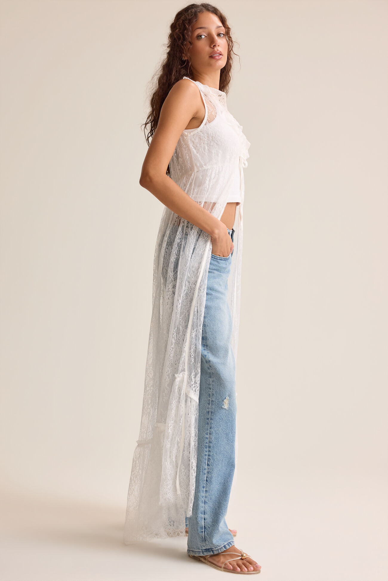 Estelle Lace Tie-Front Kimono
