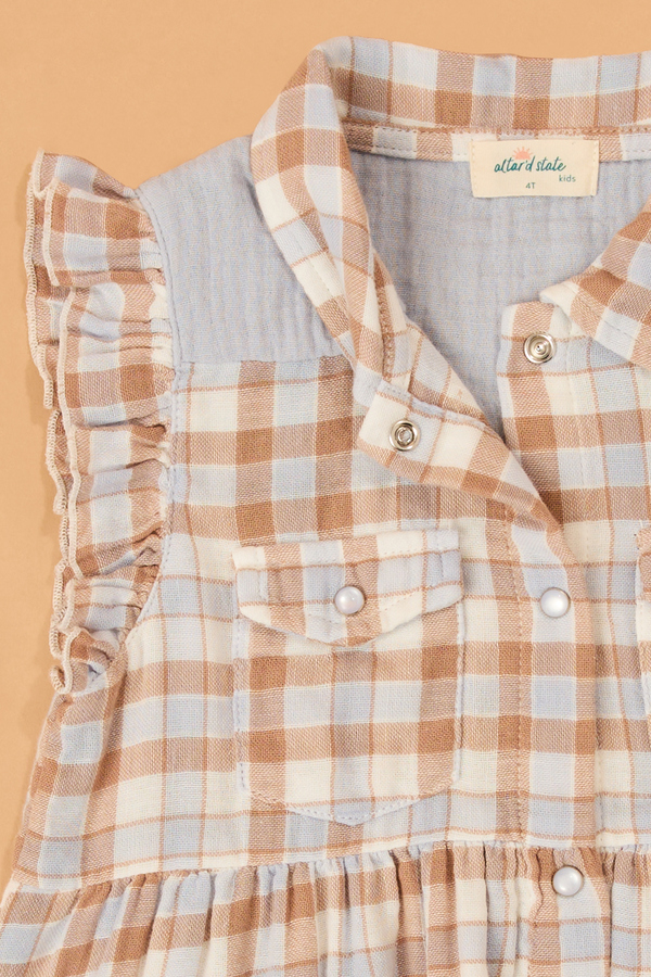 Western Plaid Snap Dress Detail 4 - Altar'd State
