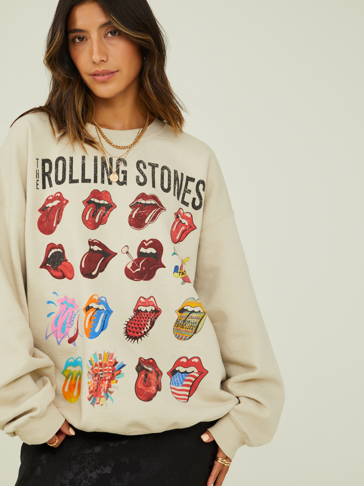 Rolling Stones Oversized Sweatshirt in Natural Ivory | Altar'd State