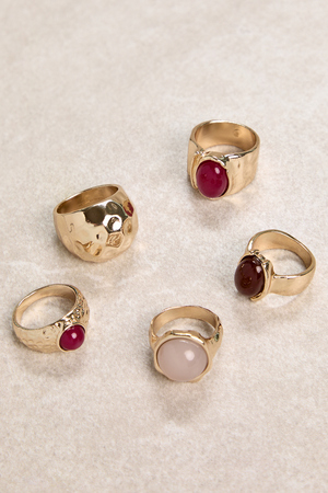 Chunky Stone Statement Ring Set - Altar'd State - 