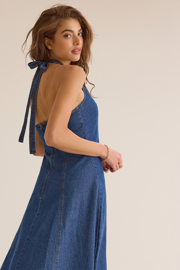 Ozzie Denim Midi Dress in Medium Wash | Altar'd State
