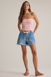 Kenzy Tie Waist Denim Shorts Detail 3 - Altar'd State