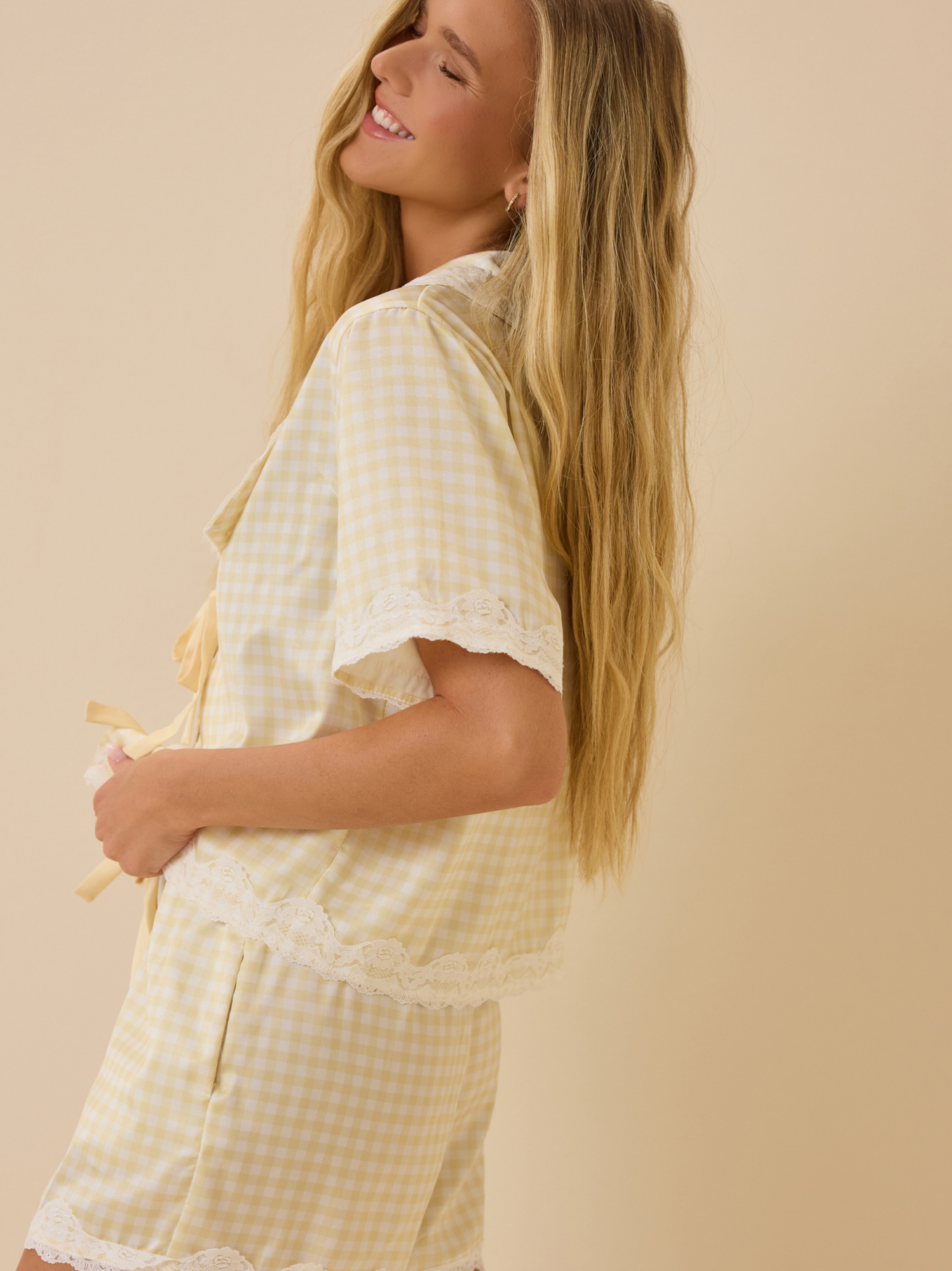 Sally Sleep Top in Yellow & White | Altar'd State