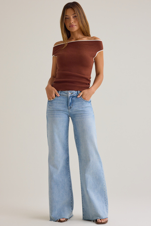 Cara Contrast Trim Off Shoulder Top - Altar'd State - 