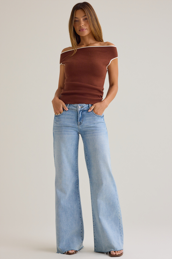 Cara Contrast Trim Off Shoulder Top - Altar'd State