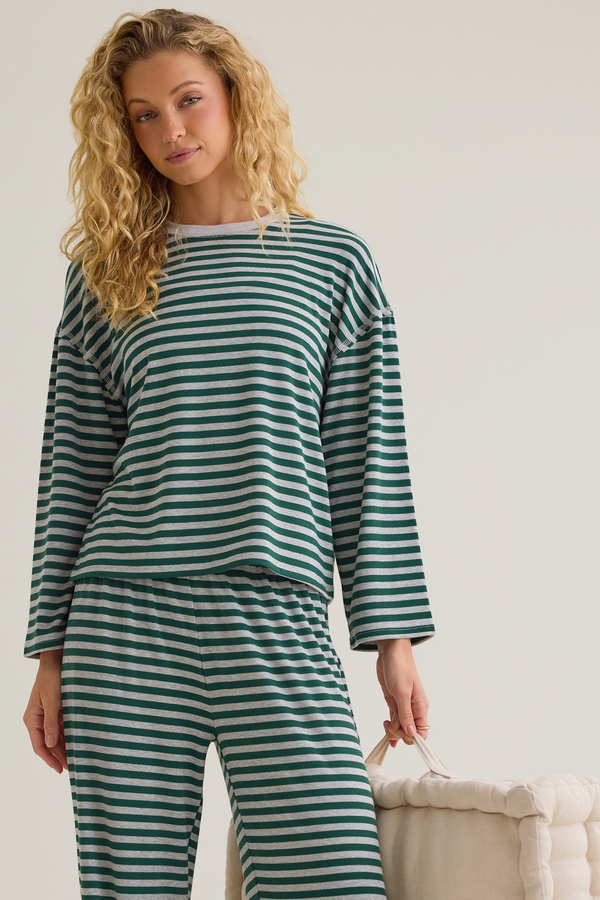 Cate Striped Crewneck Top Detail 3 - Altar'd State