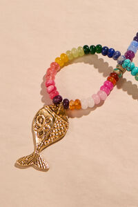 Rainbow Beaded Fish Necklace Detail 3 - Altar'd State