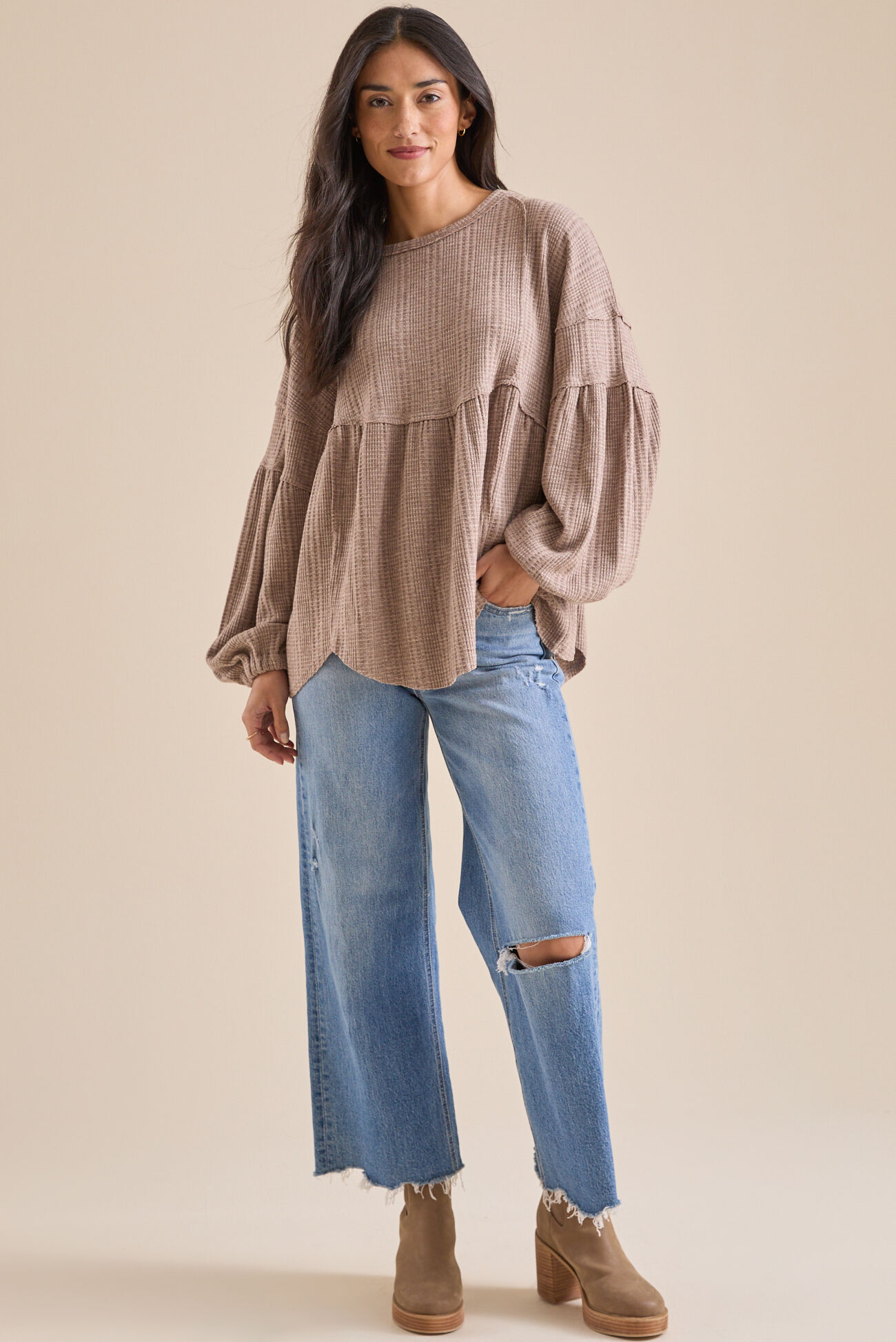 brushed thermal top
