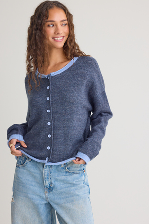 Kris Contrast Trim Button Cardigan - Altar'd State - 