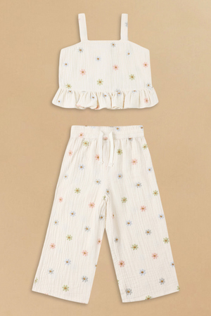 Kayli Embroidered Daisy Top and Pant Set By Rylee + Cru - Altar'd State - 