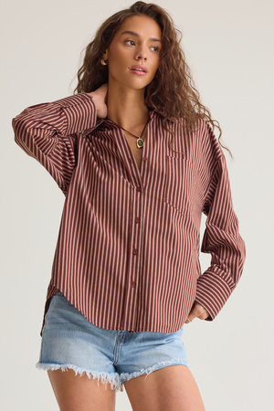 Brandi Striped Button Down Top - Altar'd State - 
