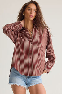 Brandi Striped Button Down Top Detail 3 - Altar'd State