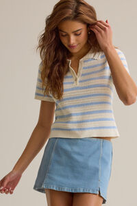 Bowie Stripe Knit Polo - Altar'd State