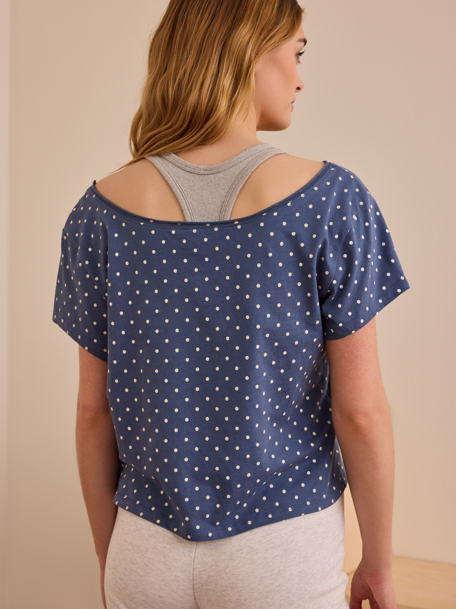 Volley Off The Shoulder Tee in Navy & Ivory | AS Revival