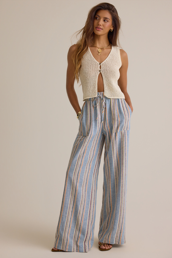 Rylen Stripe Linen Pant - Altar'd State