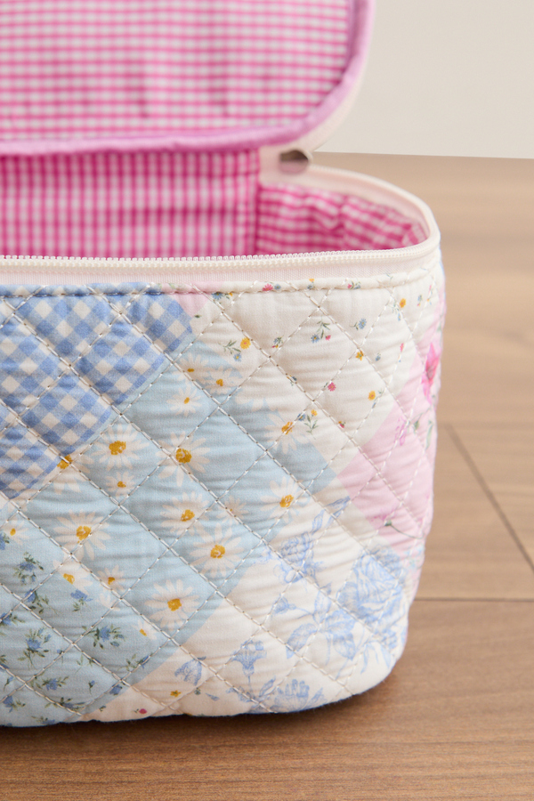 AS REVIVAL | Cecile Quilted Makeup Bag | IVORY-PINK-BLUE | |