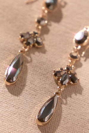 Black Crystal Linear Drop Earrings - Altar'd State - 