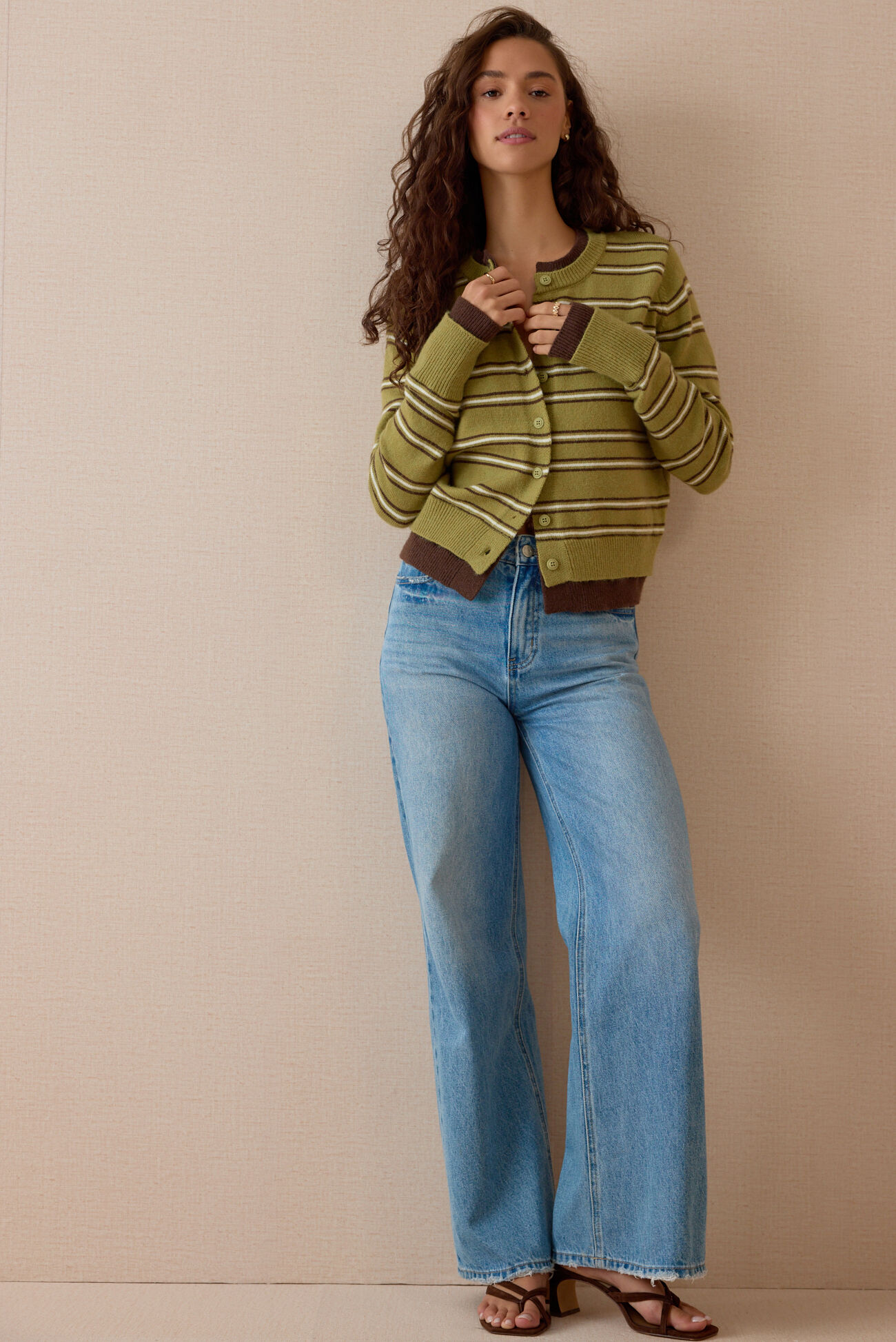 Lennox Stripe Button Up Cardigan