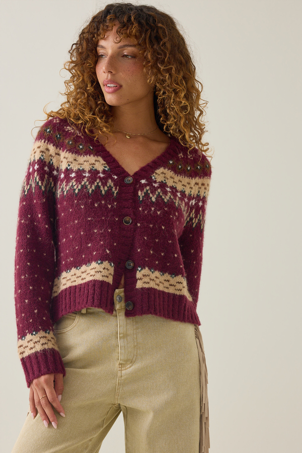 Mireia Allover Fairisle Sweater Detail 3 - Altar'd State