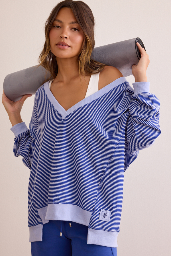 Weekend Stripe V-Neck Detail 3 - Altar'd State