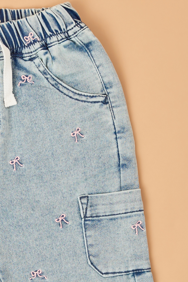 Sally Bow Denim Joggers Detail 2 - Altar'd State
