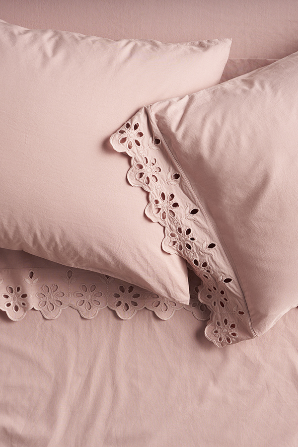 Jane Eyelet Cotton Single Pillowcase Detail 2 - Altar'd State