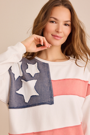 USA Flag Applique Pullover - Altar'd State