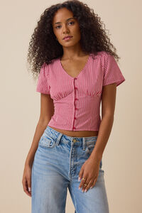 Wendy Gingham Button Front Top Detail 4 - Altar'd State