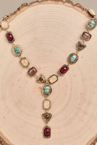 Multicolor Stone Link Y Necklace Detail 2 - Altar'd State