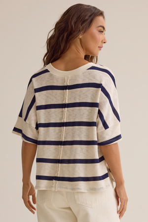 Dylan Striped V-Neck Top - Altar'd State - 