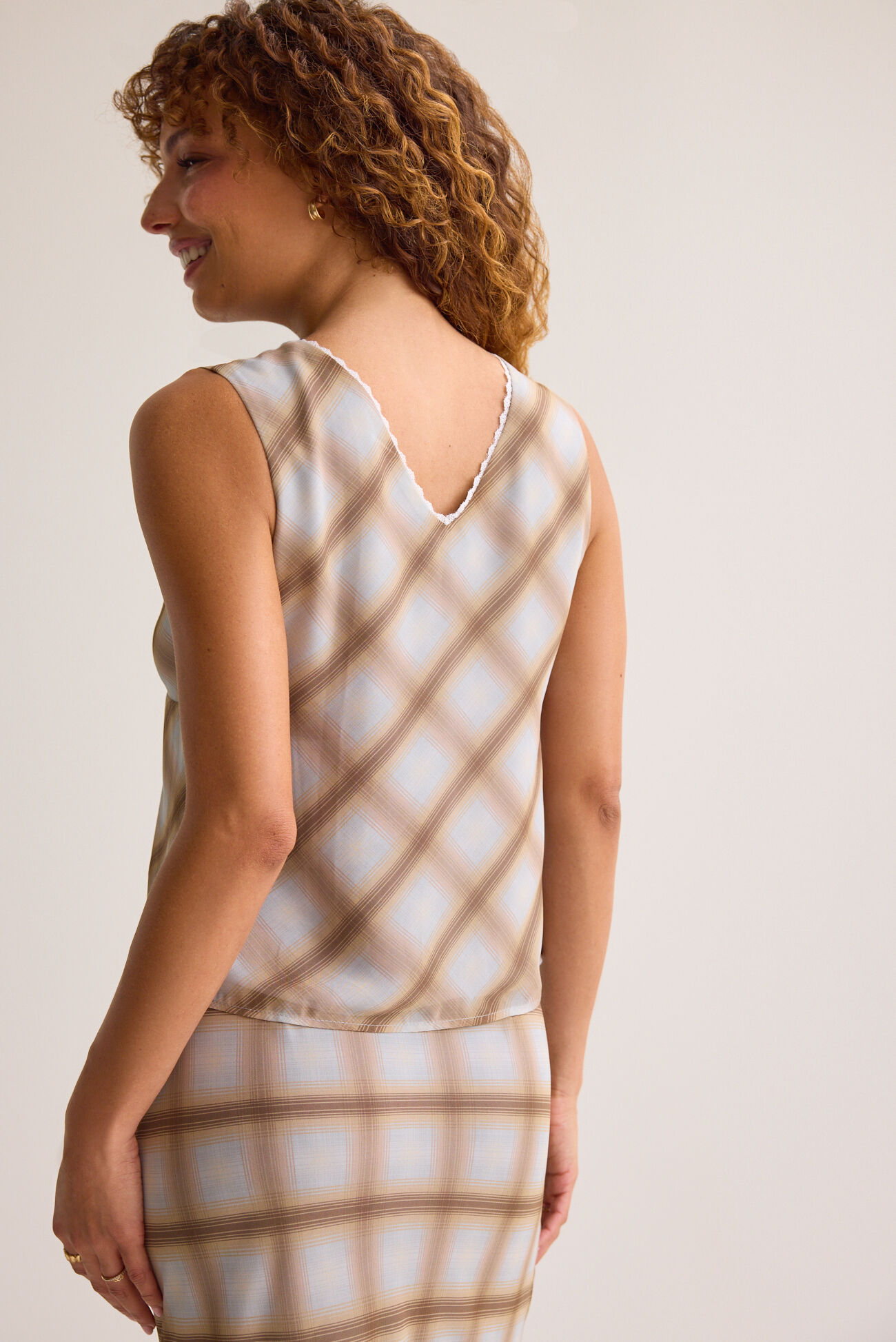Jenna Plaid Tie Front Vest