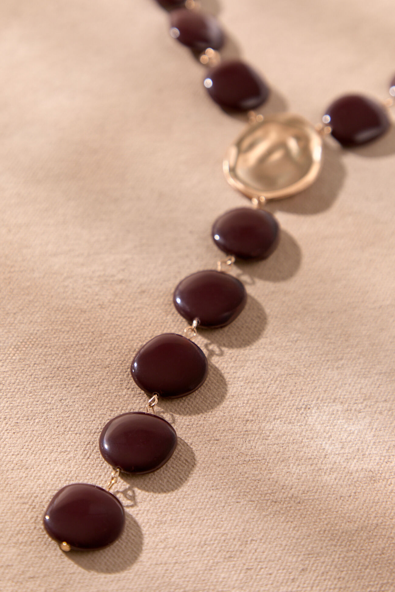 Burgundy Flat Beaded Y Necklace