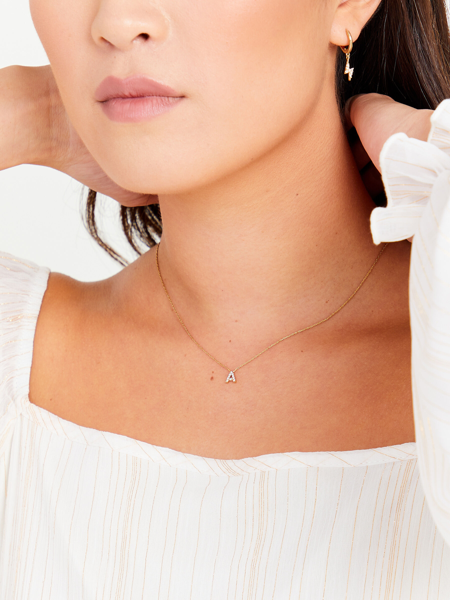 Rhinestone Initial Necklace – A | Altar 