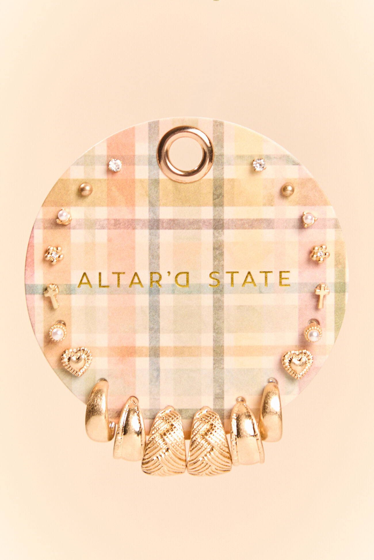 Plaid Mixed Earring Set