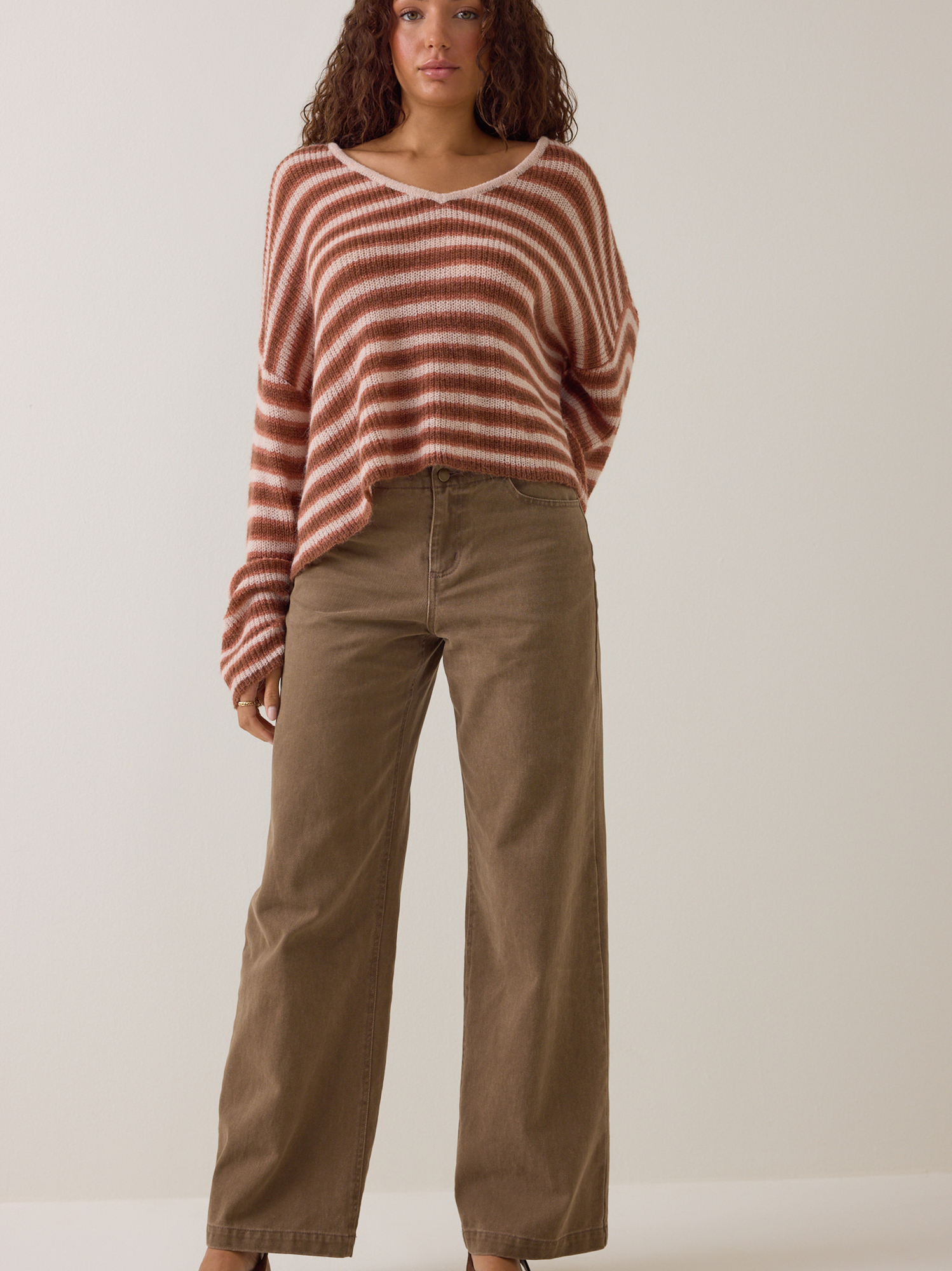 Elora Striped Oversized Sweater in Spice Multi | Altar'd State