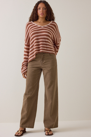 Elora Striped Oversized Sweater - Altar'd State - 