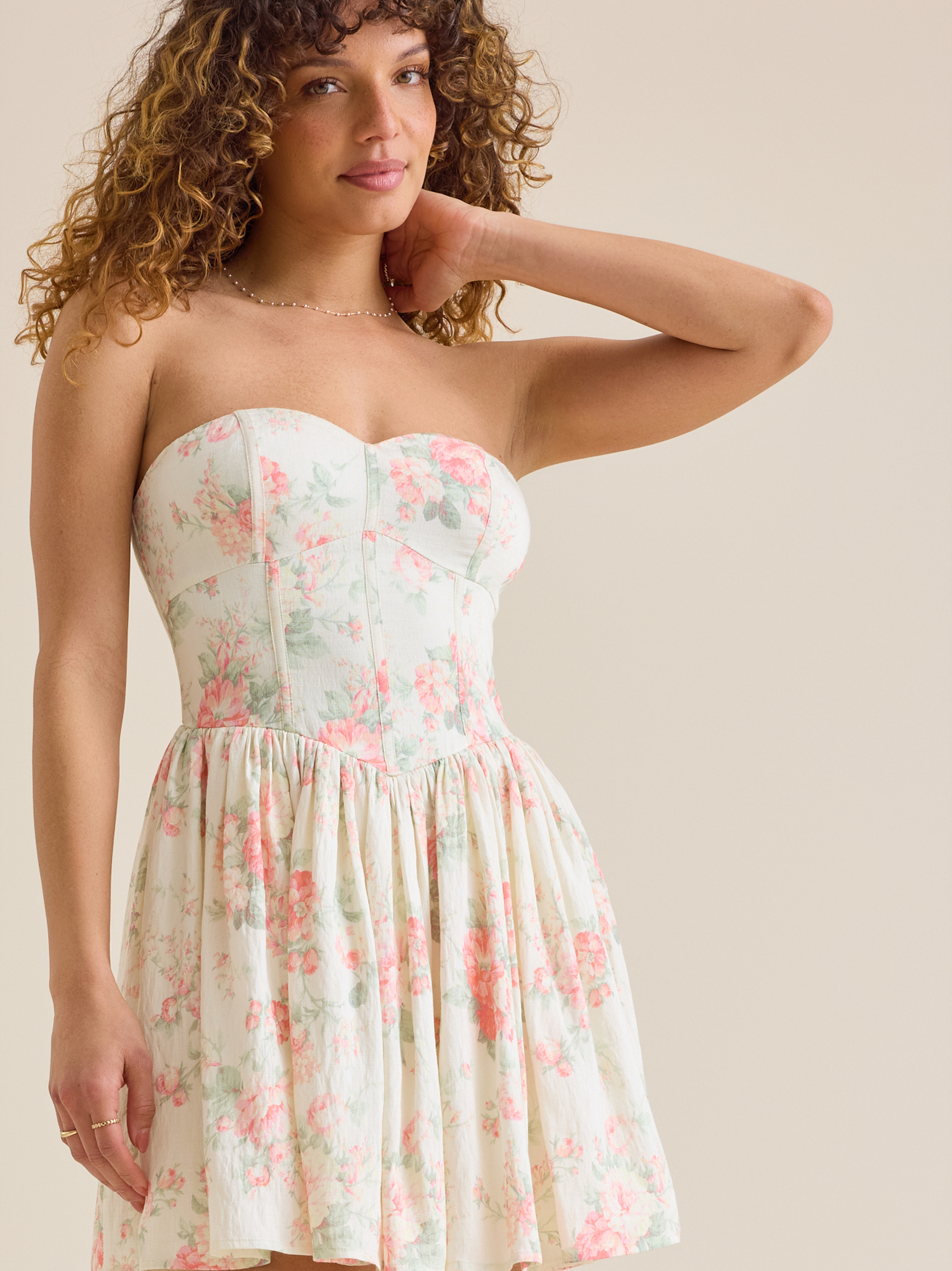 knee length dresses for ladies Embellished Strapless Corset Mini Dress in Ivory - 12