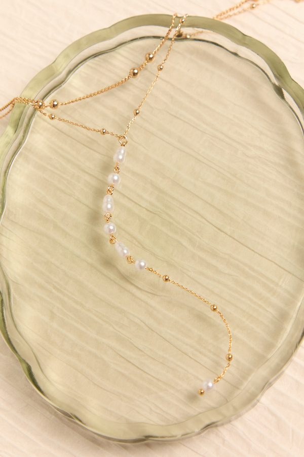 18K Gold Double Layer Y Necklace Detail 2 - Altar'd State