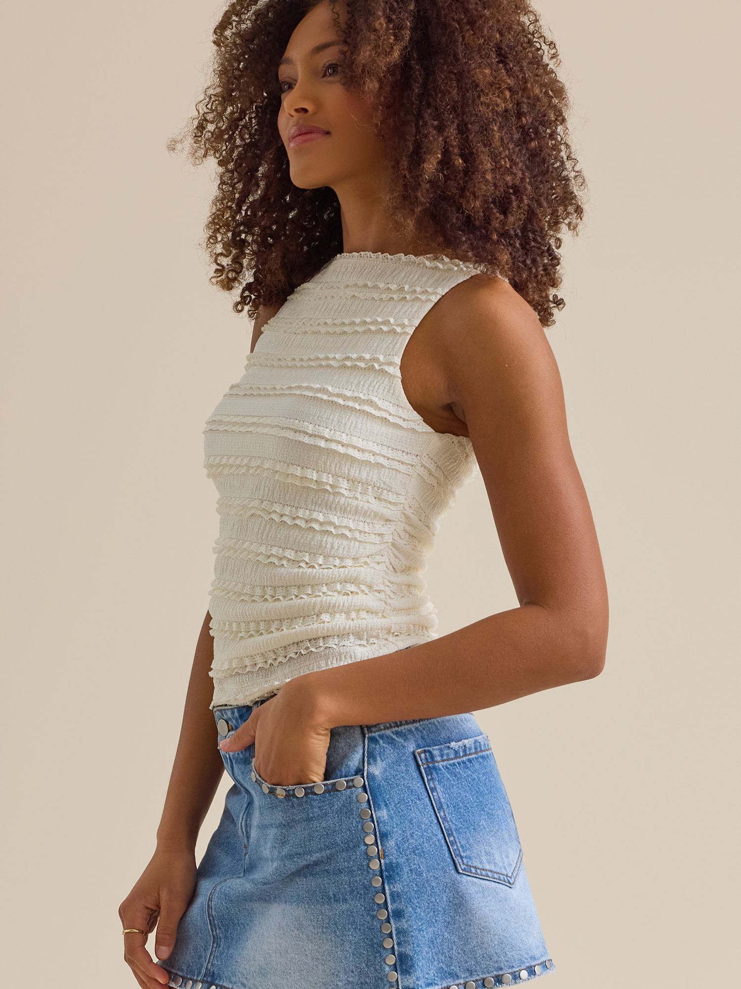 Livingston Boatneck Lace Tank in Ivory | Altar'd State