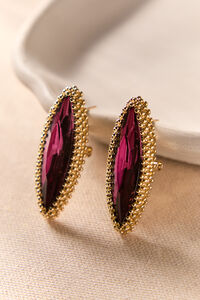 Burgundy Marquise Statement Earrings Detail 2 - Altar'd State
